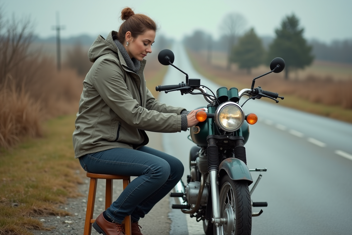 Femme nettoyant les guidons d