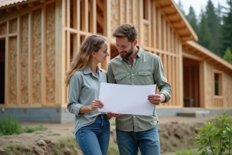 Maison écologique moderne construite avec des matériaux durables et innovants