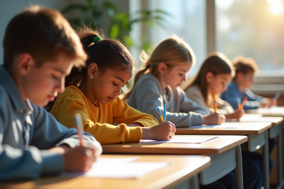 Groupe d'adultes inscrivant à une compétition scolaire