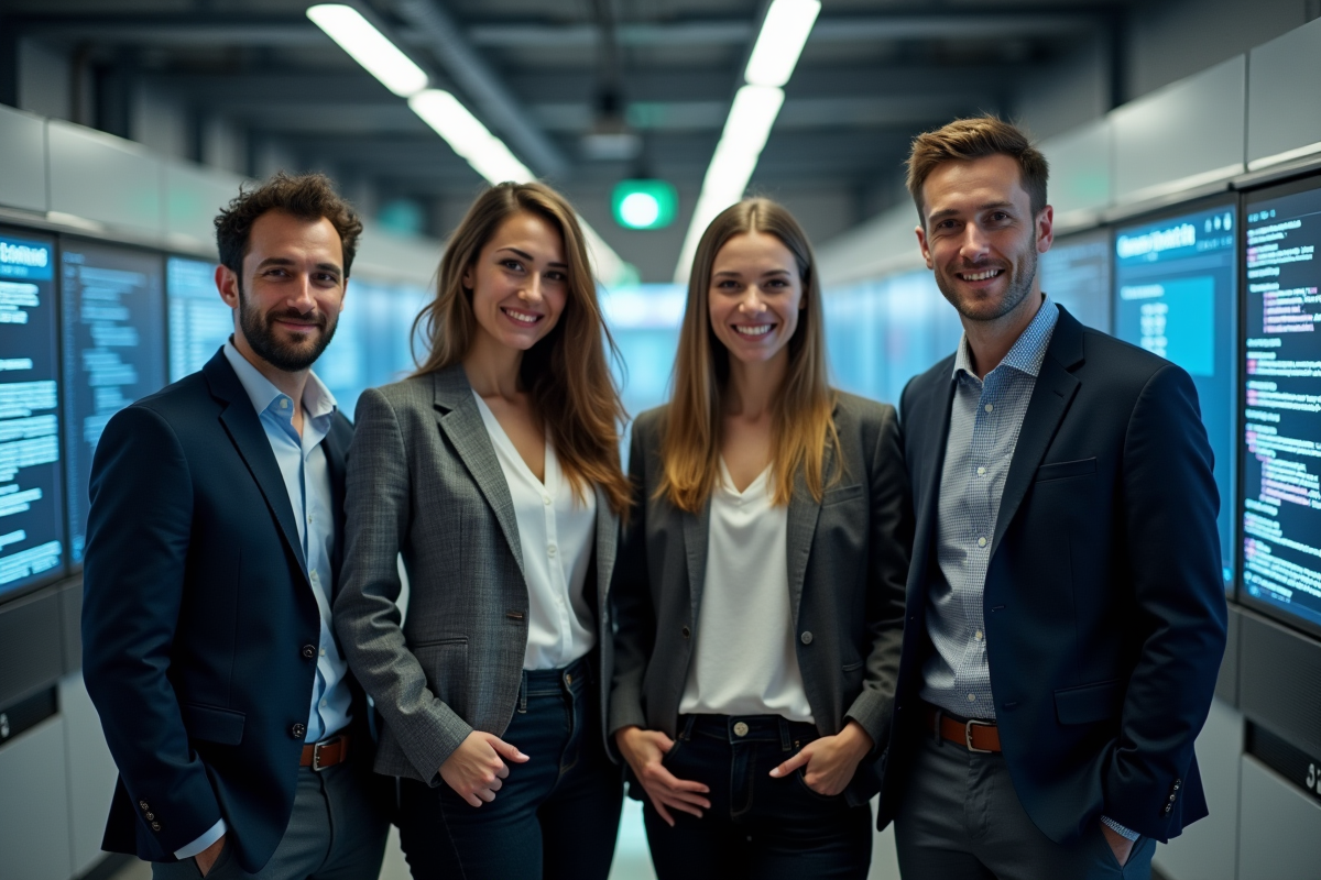 Groupe divers en atelier technologique sur l