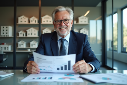 Homme d'affaires en costume dans un bureau moderne