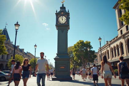 Tour horloge extérieure à Sydney en plein jour en été