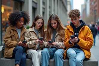 Groupe d'adolescents en streetwear dans la ville