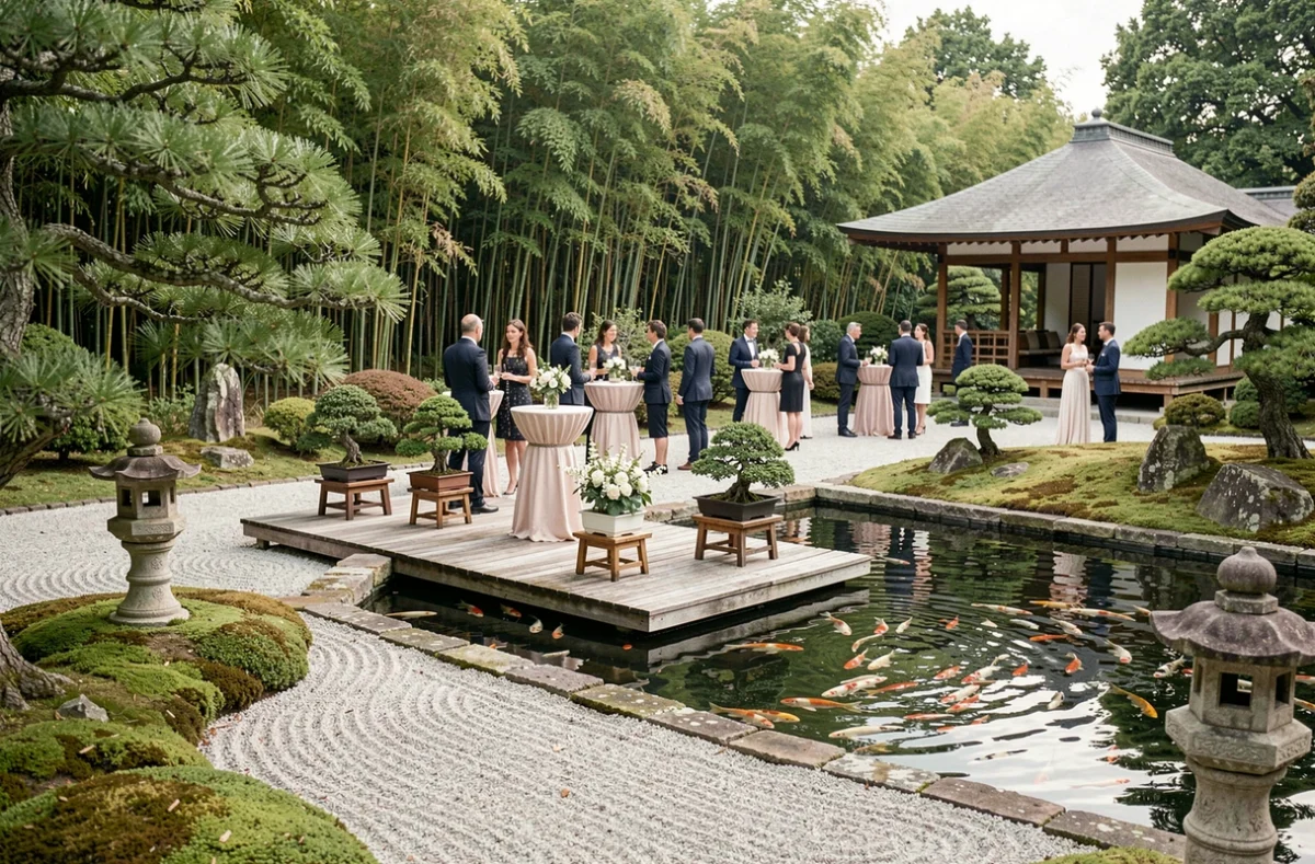 Réception cocktail dans le jardin japonais exceptionnel du Musée Albert-Kahn à Boulogne-Billancourt