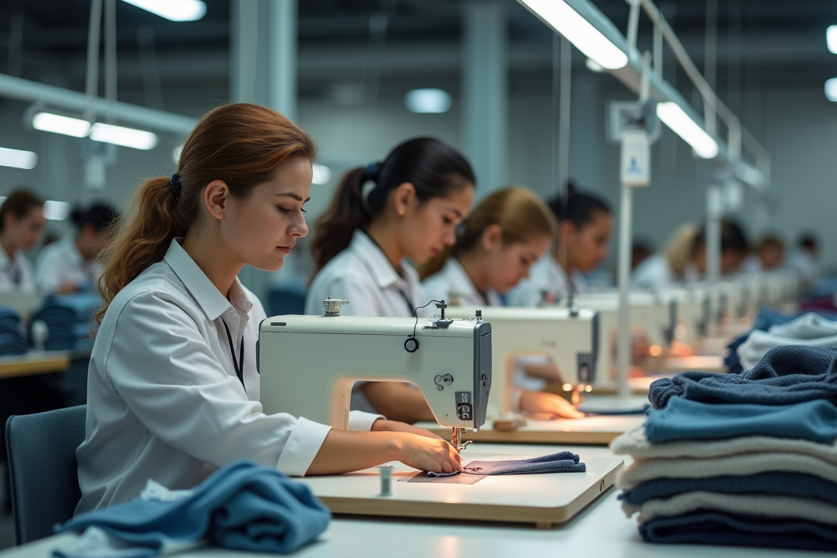 Travailleurs textiles dans une usine de confection